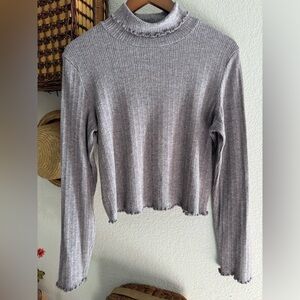 Maxwell Ribbed Supercrop Turtleneck Top Xl